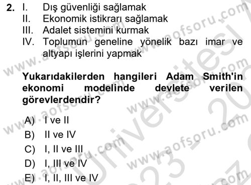 Uluslararası Kamu Maliyesi Dersi 2023 - 2024 Yılı Yaz Okulu Sınav Soruları 2. Soru