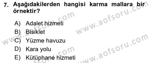 Uluslararası Kamu Maliyesi Dersi 2024 - 2025 Yılı (Vize) Ara Sınav Soruları 7. Soru