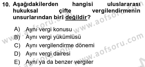 Uluslararası Kamu Maliyesi Dersi 2024 - 2025 Yılı (Final) Dönem Sonu Sınav Soruları 10. Soru
