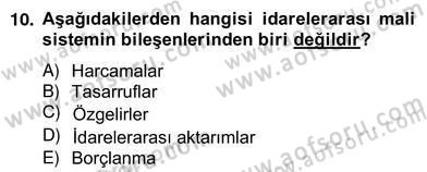 Mahalli İdareler Maliyesi Dersi 2012 - 2013 Yılı (Vize) Ara Sınav Soruları 10. Soru