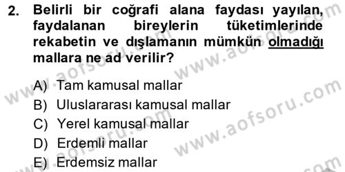 Mahalli İdareler Maliyesi Dersi 2013 - 2014 Yılı (Vize) Ara Sınavı 2. Soru