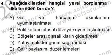 Mahalli İdareler Maliyesi Dersi 2013 - 2014 Yılı (Final) Dönem Sonu Sınav Soruları 4. Soru