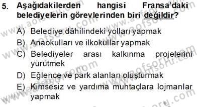 Mahalli İdareler Maliyesi Dersi 2013 - 2014 Yılı (Final) Dönem Sonu Sınav Soruları 5. Soru