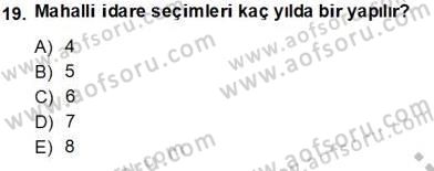 Mahalli İdareler Maliyesi Dersi 2013 - 2014 Yılı Tek Ders Sınav Soruları 19. Soru
