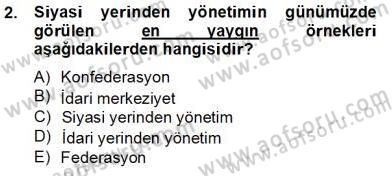 Mahalli İdareler Maliyesi Dersi 2013 - 2014 Yılı Tek Ders Sınav Soruları 2. Soru