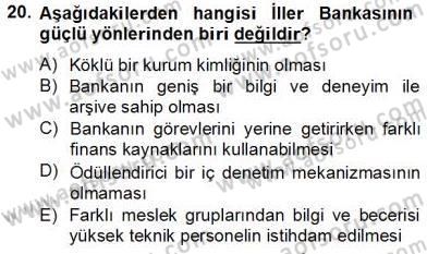 Mahalli İdareler Maliyesi Dersi 2013 - 2014 Yılı Tek Ders Sınav Soruları 20. Soru