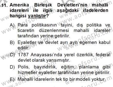Mahalli İdareler Maliyesi Dersi 2014 - 2015 Yılı (Vize) Ara Sınav Soruları 11. Soru