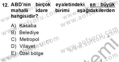 Mahalli İdareler Maliyesi Dersi 2014 - 2015 Yılı (Vize) Ara Sınav Soruları 12. Soru