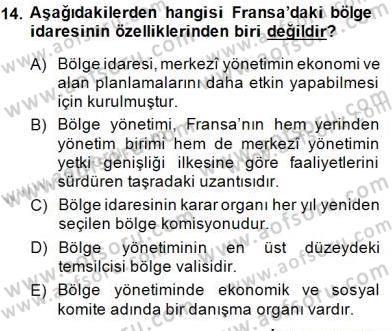 Mahalli İdareler Maliyesi Dersi 2014 - 2015 Yılı (Vize) Ara Sınav Soruları 14. Soru