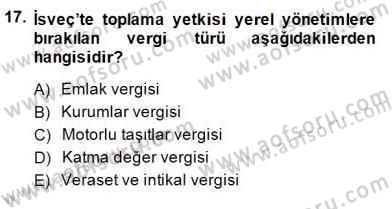 Mahalli İdareler Maliyesi Dersi 2014 - 2015 Yılı (Vize) Ara Sınav Soruları 17. Soru