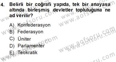 Mahalli İdareler Maliyesi Dersi 2014 - 2015 Yılı (Vize) Ara Sınav Soruları 4. Soru