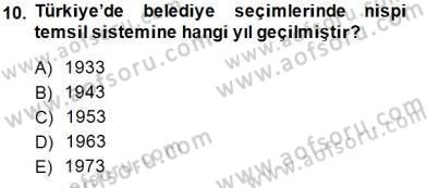 Mahalli İdareler Maliyesi Dersi 2014 - 2015 Yılı (Final) Dönem Sonu Sınav Soruları 10. Soru