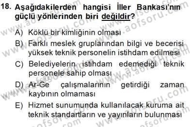 Mahalli İdareler Maliyesi Dersi 2014 - 2015 Yılı (Final) Dönem Sonu Sınav Soruları 18. Soru