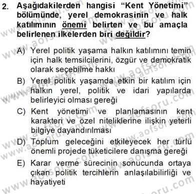 Mahalli İdareler Maliyesi Dersi 2014 - 2015 Yılı (Final) Dönem Sonu Sınav Soruları 2. Soru