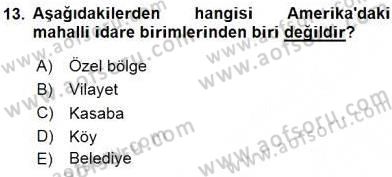 Mahalli İdareler Maliyesi Dersi 2015 - 2016 Yılı (Vize) Ara Sınav Soruları 13. Soru