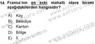 Mahalli İdareler Maliyesi Dersi 2015 - 2016 Yılı (Vize) Ara Sınav Soruları 14. Soru