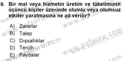 Mahalli İdareler Maliyesi Dersi 2015 - 2016 Yılı (Vize) Ara Sınav Soruları 9. Soru