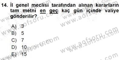 Mahalli İdareler Maliyesi Dersi 2015 - 2016 Yılı (Final) Dönem Sonu Sınav Soruları 14. Soru
