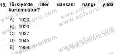 Mahalli İdareler Maliyesi Dersi 2015 - 2016 Yılı (Final) Dönem Sonu Sınav Soruları 18. Soru