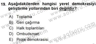 Mahalli İdareler Maliyesi Dersi 2015 - 2016 Yılı (Final) Dönem Sonu Sınav Soruları 19. Soru