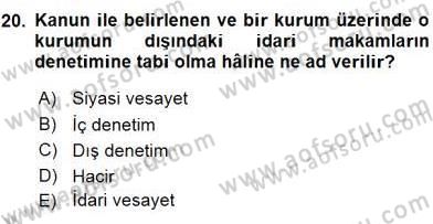 Mahalli İdareler Maliyesi Dersi 2015 - 2016 Yılı (Final) Dönem Sonu Sınav Soruları 20. Soru