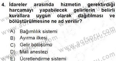 Mahalli İdareler Maliyesi Dersi 2015 - 2016 Yılı (Final) Dönem Sonu Sınav Soruları 4. Soru