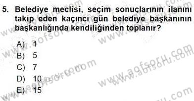 Mahalli İdareler Maliyesi Dersi 2015 - 2016 Yılı (Final) Dönem Sonu Sınav Soruları 5. Soru