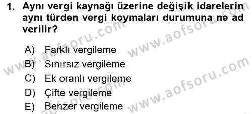 Mahalli İdareler Maliyesi Dersi 2018 - 2019 Yılı 3 Ders Sınav Soruları 1. Soru