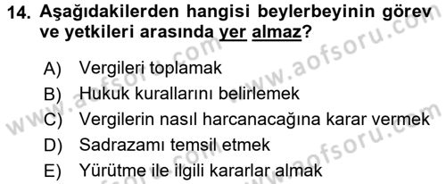 Mahalli İdareler Maliyesi Dersi 2018 - 2019 Yılı 3 Ders Sınav Soruları 14. Soru