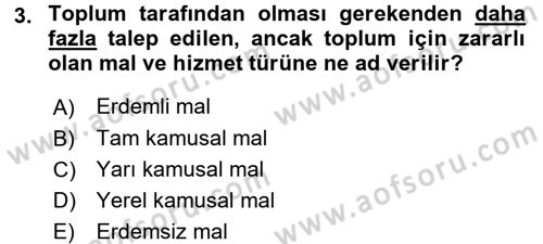 Mahalli İdareler Maliyesi Dersi 2018 - 2019 Yılı 3 Ders Sınav Soruları 3. Soru