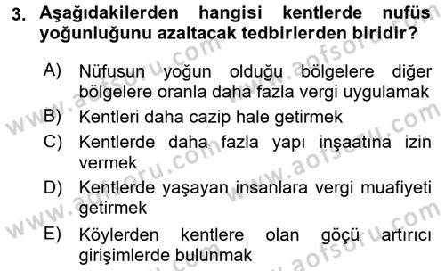 Mahalli İdareler Maliyesi Dersi 2018 - 2019 Yılı Yaz Okulu Sınav Soruları 3. Soru
