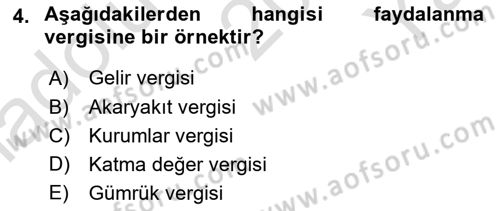 Mahalli İdareler Maliyesi Dersi 2020 - 2021 Yılı Yaz Okulu Sınav Soruları 4. Soru