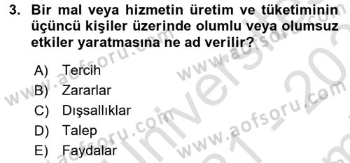 Mahalli İdareler Maliyesi Dersi 2021 - 2022 Yılı (Final) Dönem Sonu Sınav Soruları 3. Soru