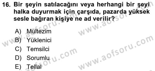 Mahalli İdareler Maliyesi Dersi 2021 - 2022 Yılı Yaz Okulu Sınav Soruları 16. Soru