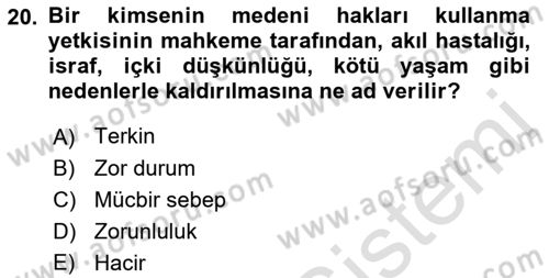 Mahalli İdareler Maliyesi Dersi 2021 - 2022 Yılı Yaz Okulu Sınav Soruları 20. Soru