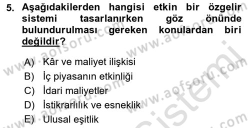 Mahalli İdareler Maliyesi Dersi 2021 - 2022 Yılı Yaz Okulu Sınav Soruları 5. Soru