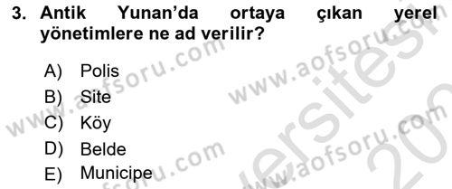 Mahalli İdareler Maliyesi Dersi 2022 - 2023 Yılı Yaz Okulu Sınav Soruları 3. Soru
