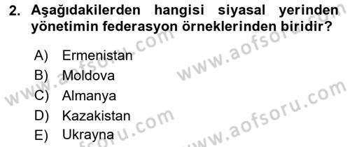 Mahalli İdareler Maliyesi Dersi 2023 - 2024 Yılı (Vize) Ara Sınav Soruları 2. Soru