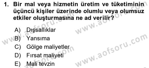 Mahalli İdareler Maliyesi Dersi 2023 - 2024 Yılı (Final) Dönem Sonu Sınav Soruları 1. Soru