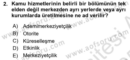 Mahalli İdareler Maliyesi Dersi 2024 - 2025 Yılı Yaz Okulu Sınav Soruları 2. Soru