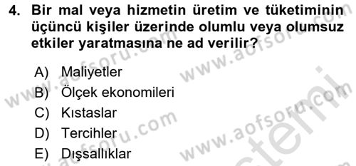 Mahalli İdareler Maliyesi Dersi 2024 - 2025 Yılı Yaz Okulu Sınav Soruları 4. Soru