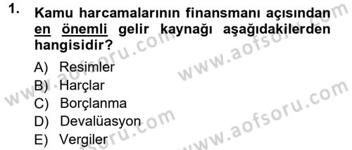 Devlet Borçları Dersi 2012 - 2013 Yılı (Vize) Ara Sınavı 1. Soru