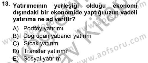 Devlet Borçları Dersi Ara Sınavı Deneme Sınav Soruları 13. Soru