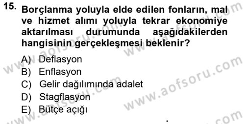 Devlet Borçları Dersi 2012 - 2013 Yılı (Vize) Ara Sınav Soruları 15. Soru