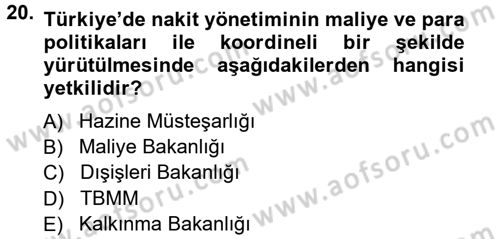 Devlet Borçları Dersi Ara Sınavı Deneme Sınav Soruları 20. Soru