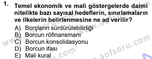 Devlet Borçları Dersi 2012 - 2013 Yılı (Final) Dönem Sonu Sınav Soruları 1. Soru