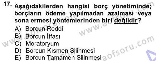 Devlet Borçları Dersi 2012 - 2013 Yılı (Final) Dönem Sonu Sınav Soruları 17. Soru