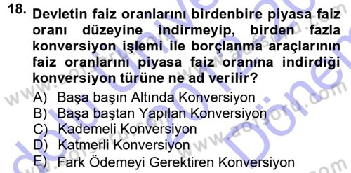 Devlet Borçları Dersi 2012 - 2013 Yılı (Final) Dönem Sonu Sınav Soruları 18. Soru