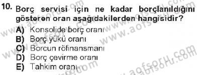 Devlet Borçları Dersi 2012 - 2013 Yılı Tek Ders Sınav Soruları 10. Soru