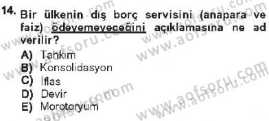 Devlet Borçları Dersi 2012 - 2013 Yılı Tek Ders Sınav Soruları 14. Soru